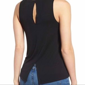 Halogen Split Back Black Tank